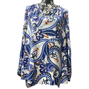 CROWN & IVY Blue paisley tunic top